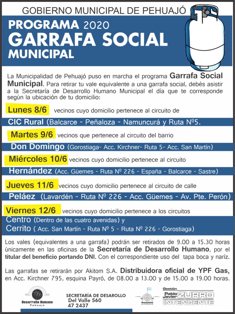 Comienza el Programa Garrafa Social Municipal en Pehuajó