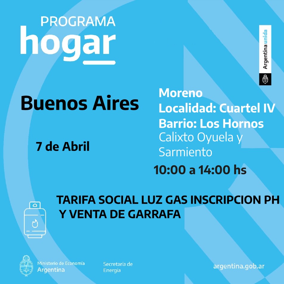 Operativo del Programa Hogar en el barrio Los Hornos de Moreno