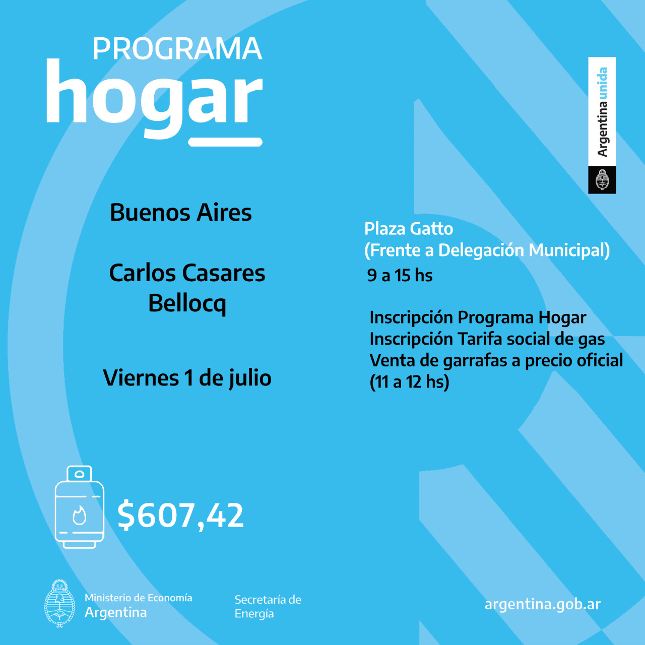 Operativo del Programa Hogar en Bellocq, partido de Carlos Casares