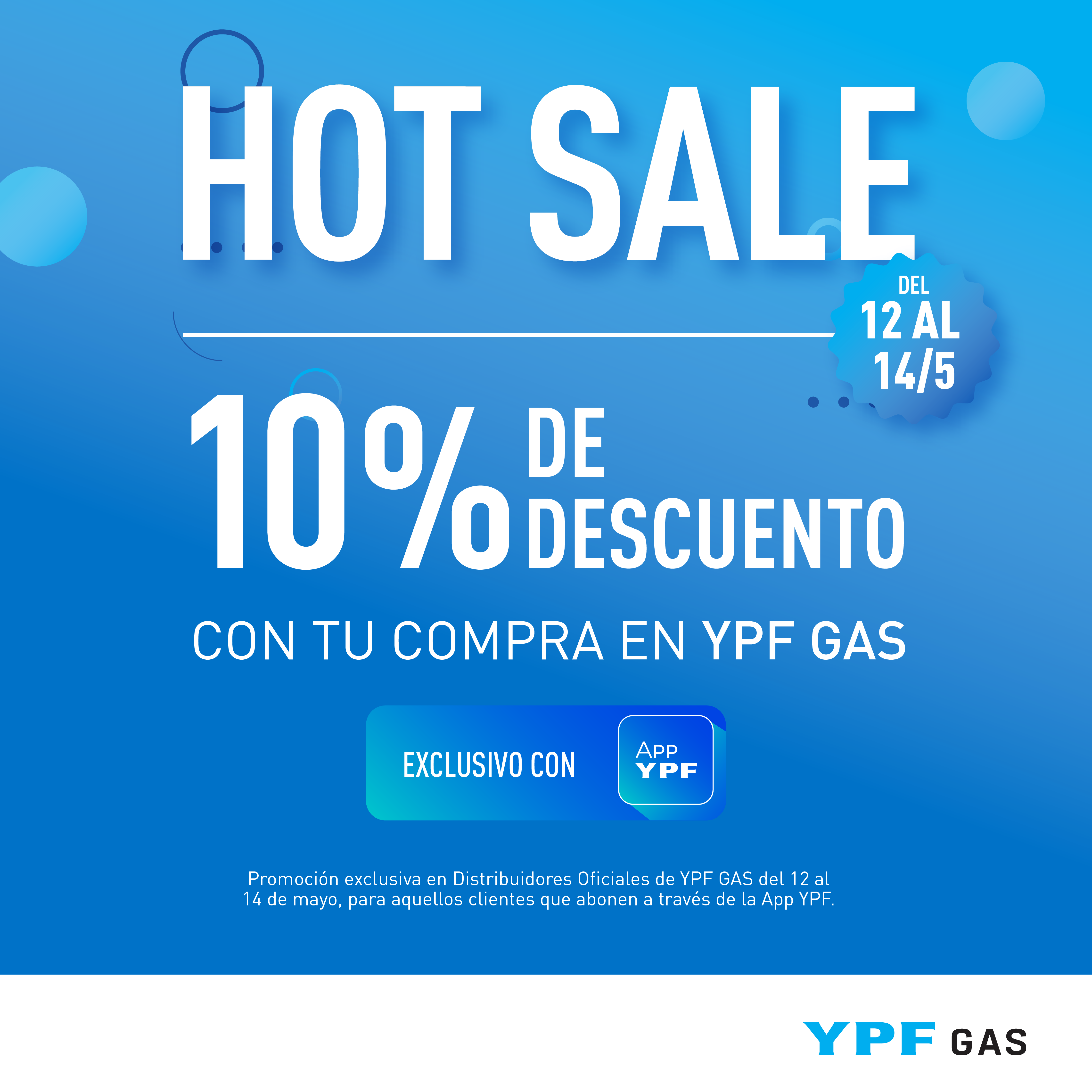 ¡Hot Sale para tus compras de YPF Gas con la App YPF!