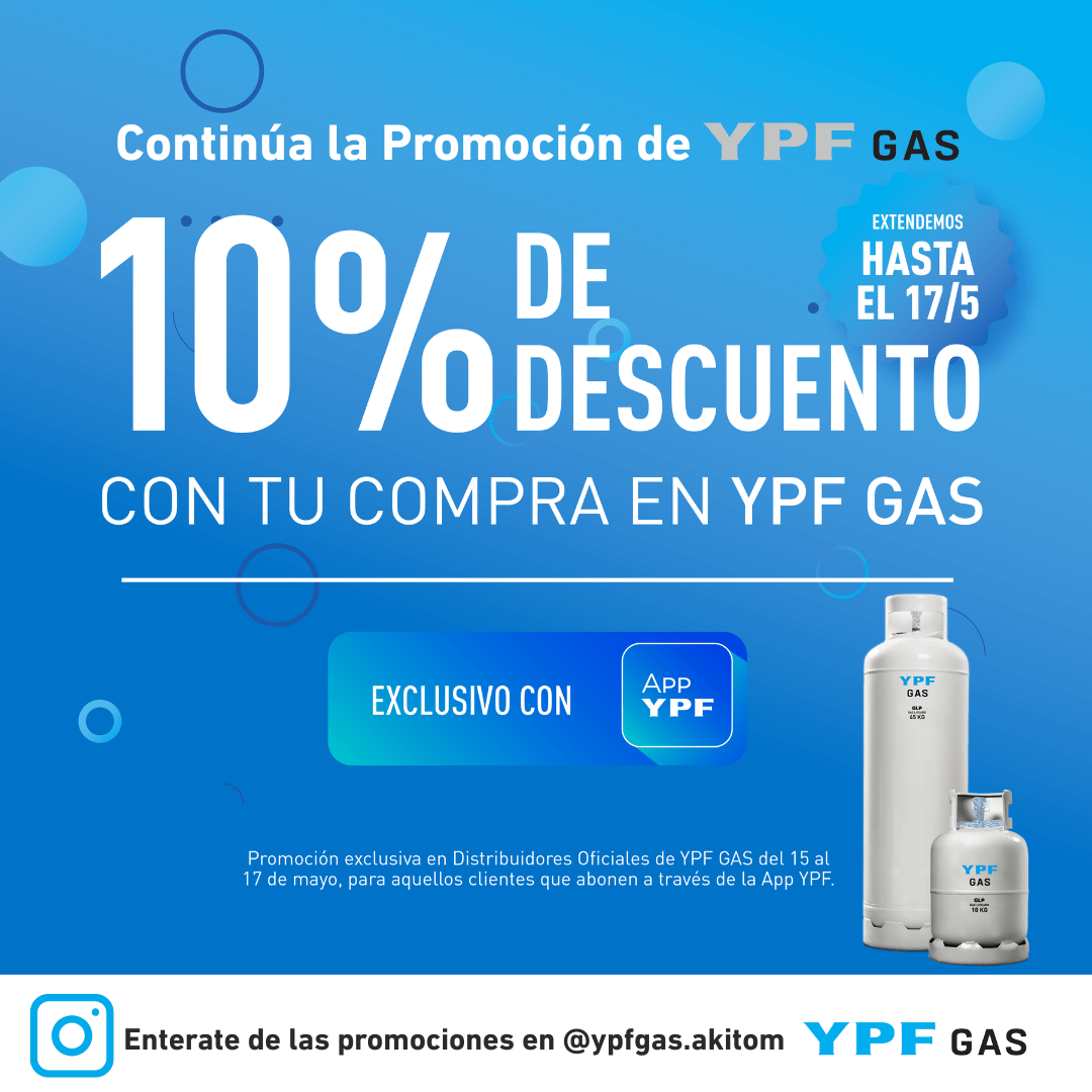 ¡Continúa la Promoción de YPF Gas del 10% de Descuento hasta el 17/05!