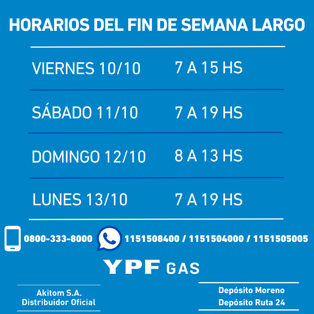 Horarios del Fin de Semana Largo