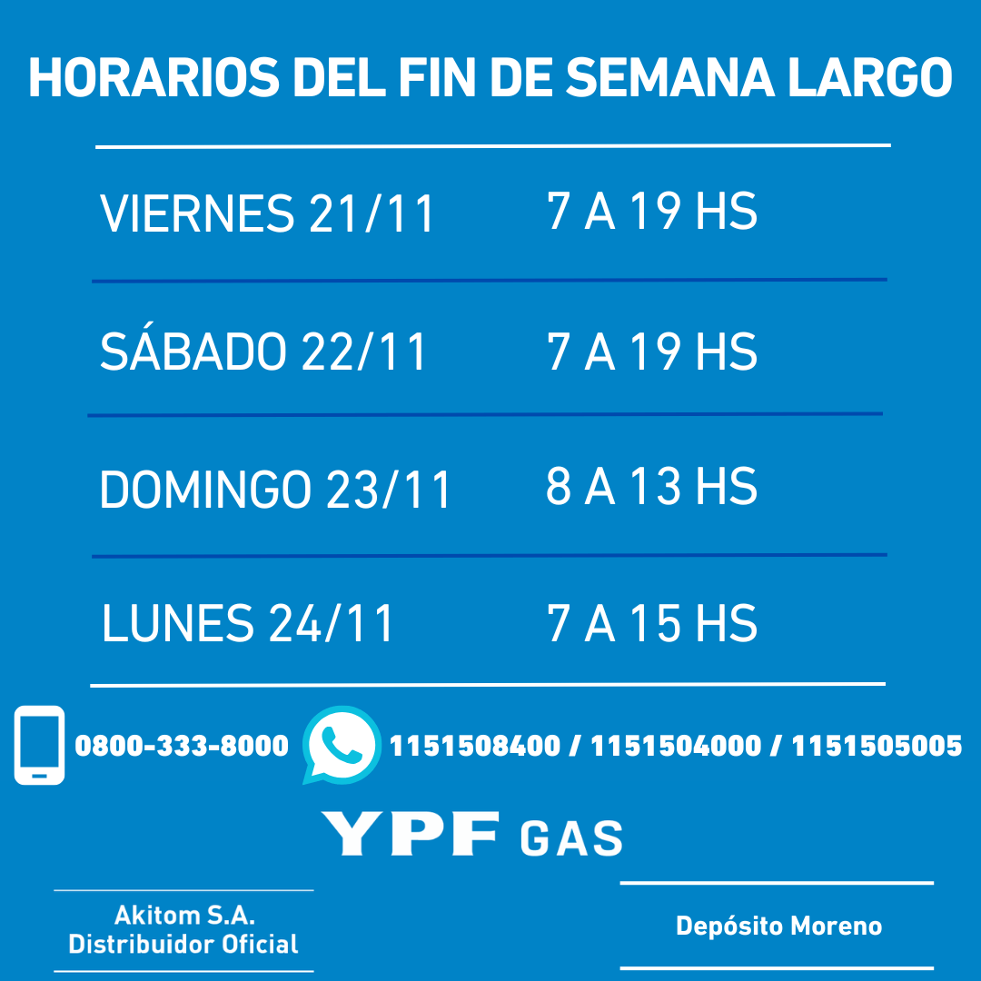 Horarios del Fin de Semana Largo